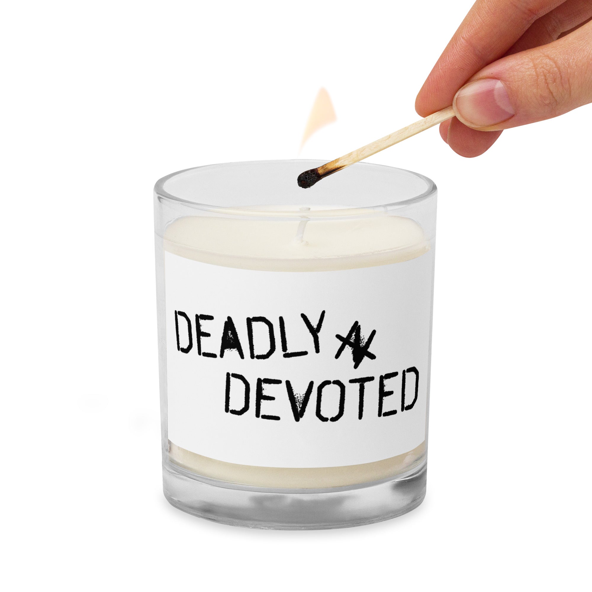 Deadly'N'Devoted Unscented White Candle
