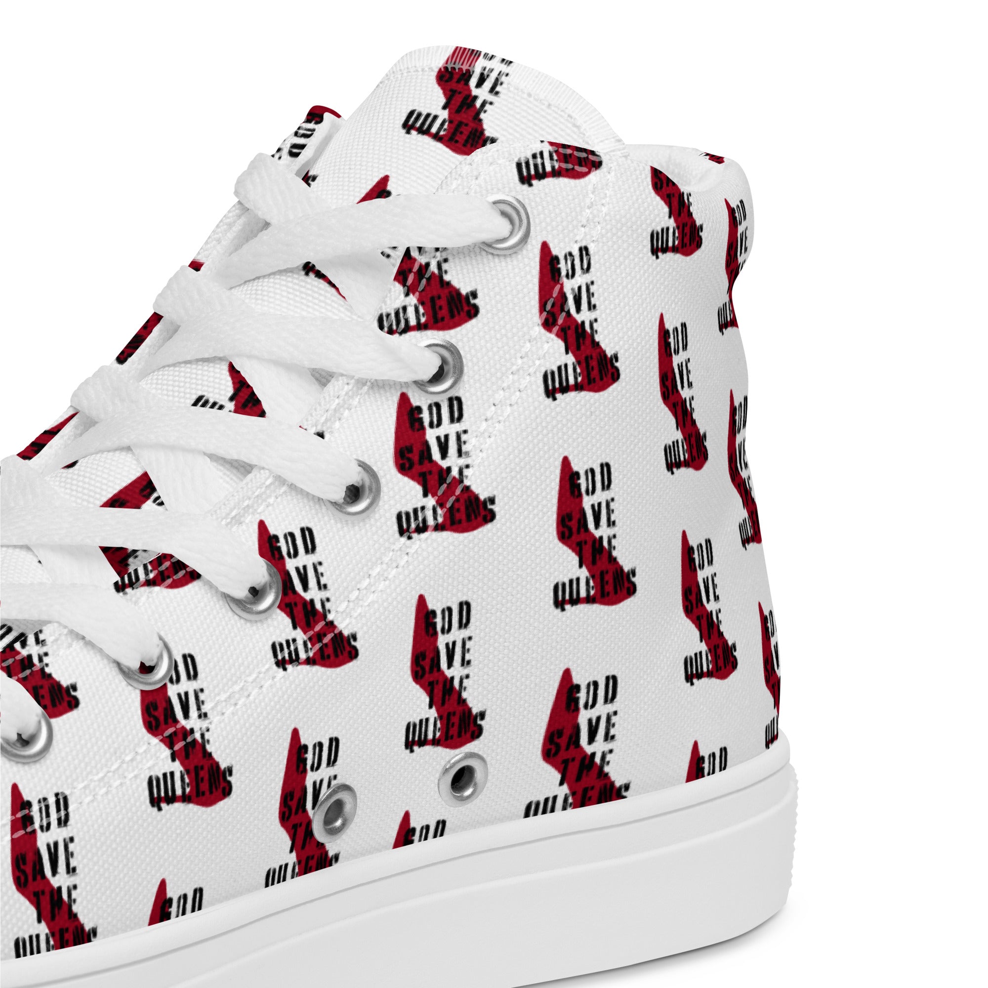 God Save The Queens Classic Royal Logo all over print high top shoe
